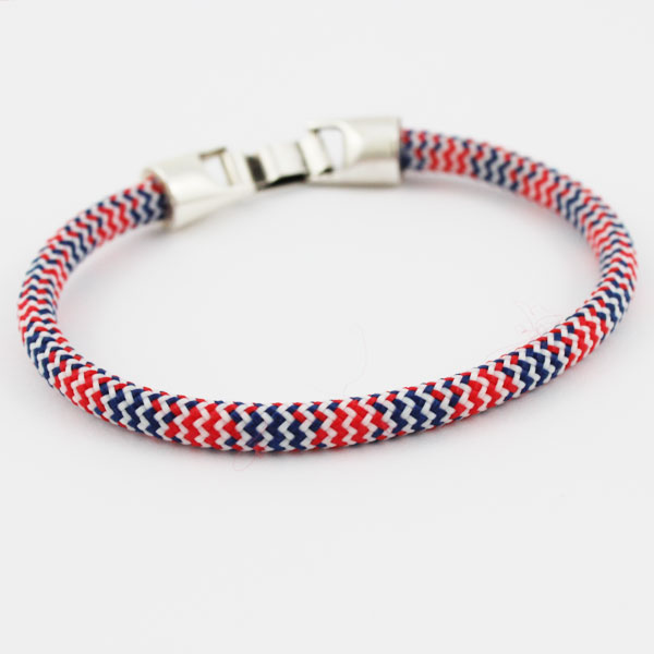 Bracciale Uomo In Acciaio Con Pelle Intrecciata - Sfere Nero E Blu - Gioiello Anallergico Senza Nichel